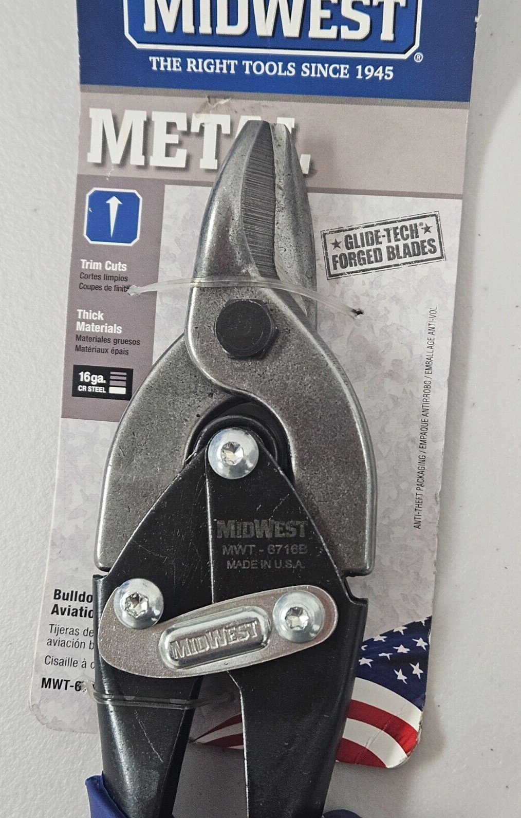 Midwest Bulldog Aviation Snips Thick Material Straight Cut – 16ga. Steel Tin USA