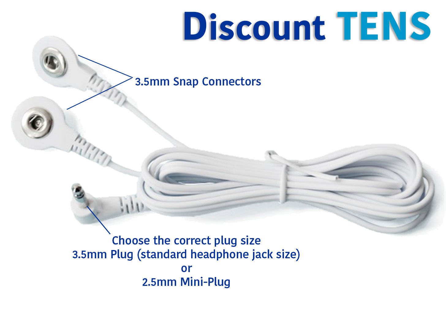 TENS Lead Wires – Two Snap Connectors – Quantity: 2