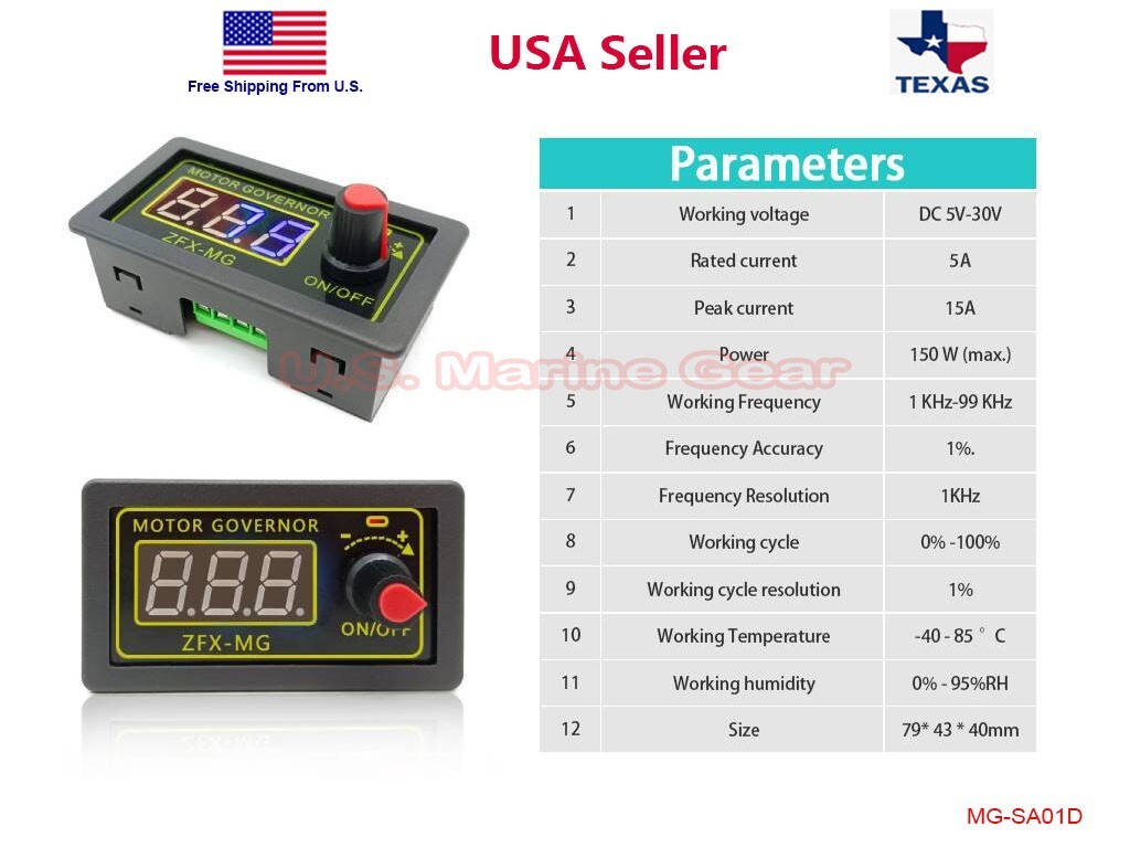 5V-30V Voltage Regulator DC Motor Speed Controller PWM Frequency Duty Cycle LED