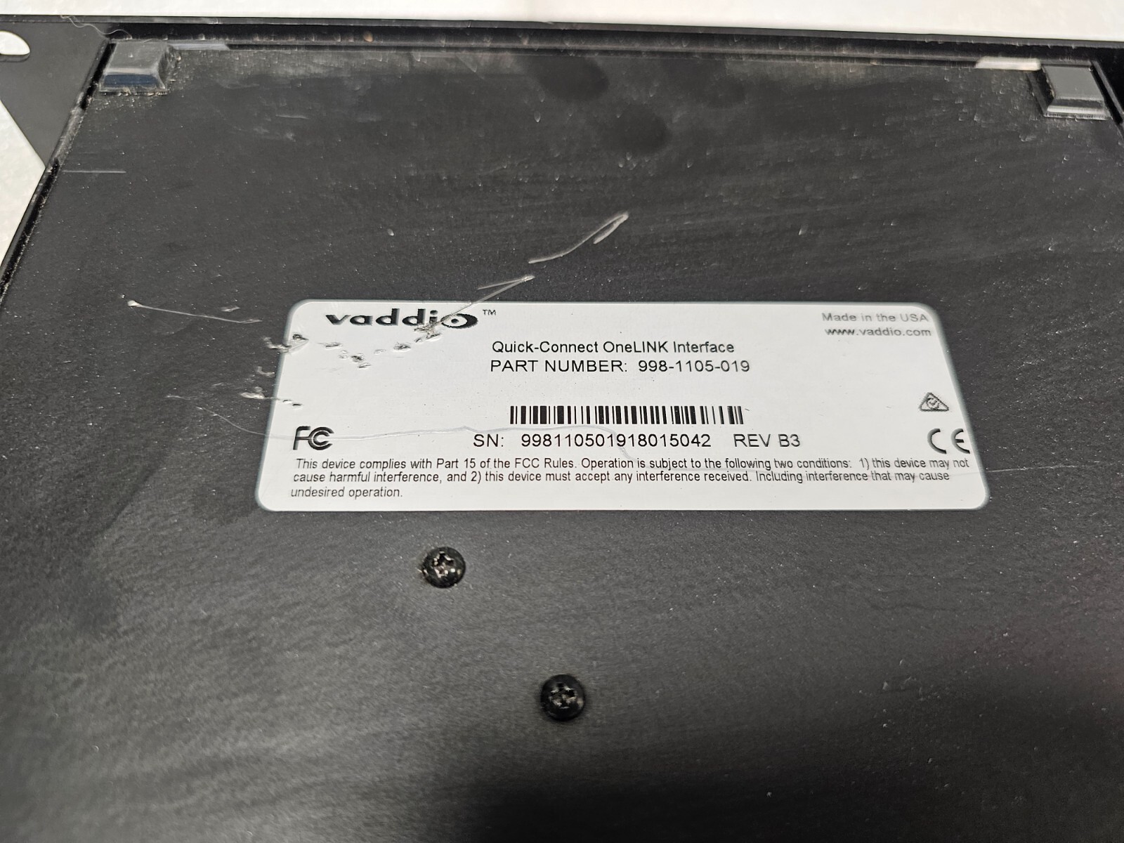 VADDIO 998-1105-019 Lot of 2 Quick-Connect OneLINK Interface With Rack Mnt No AC