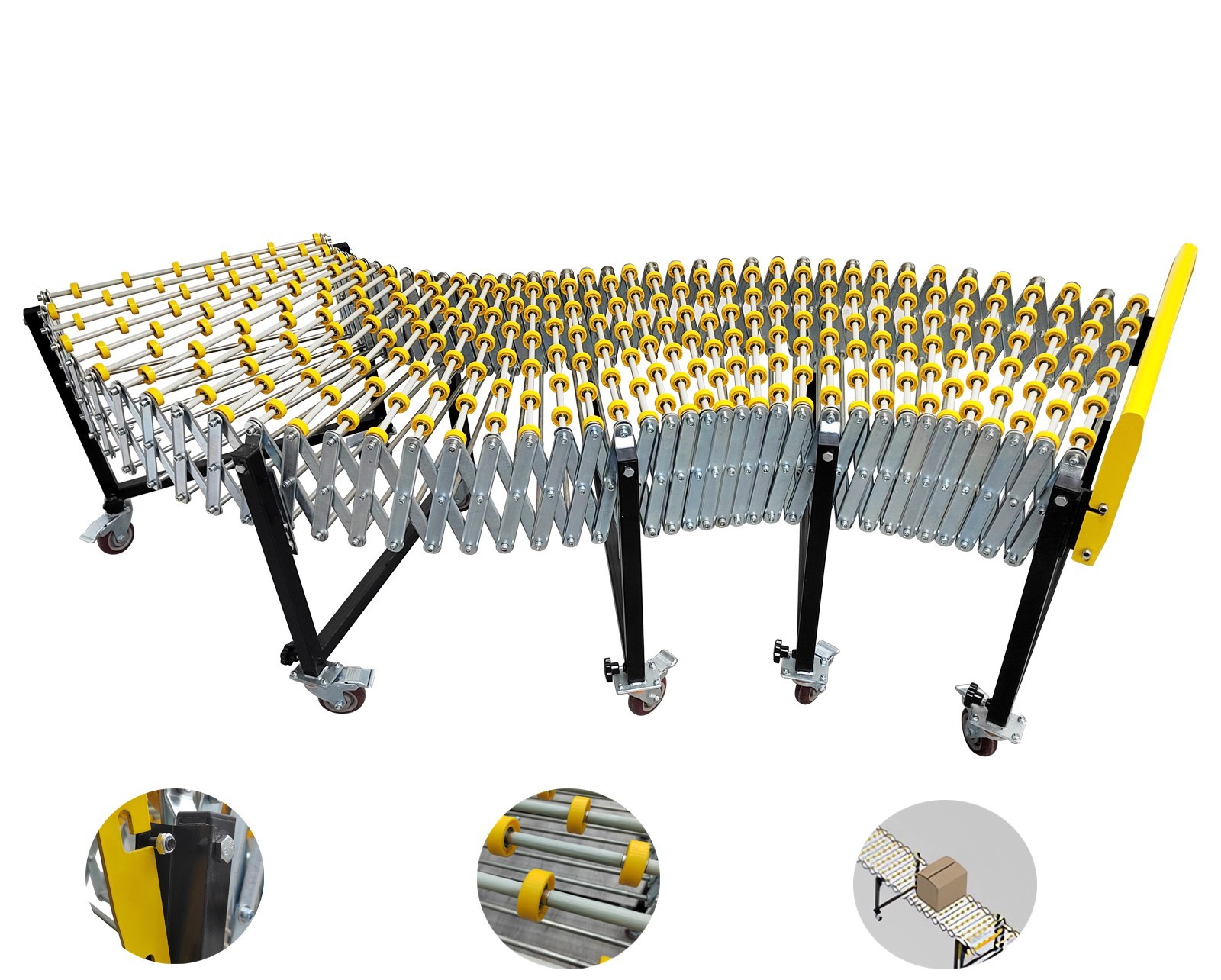 Folding Conveyor 5.1-19.66ft Length Unpowered Roller Conveyors 23.6″ Width