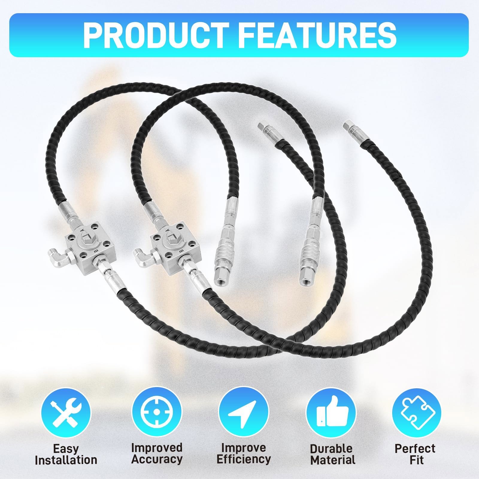 2Pcs 3 Way Hydraulic Diverter Valves Kit For 1-2 Ton Mini Excavator W/ 31″ Hoses