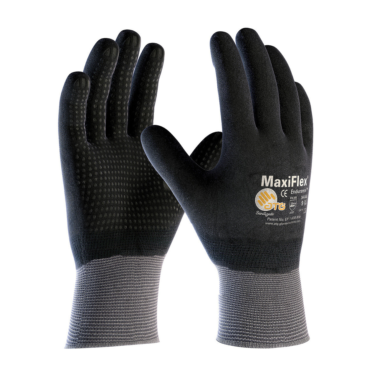 PIP 34-846 ATG MaxiFlex Micro Foam Nitrile Grip WORK GLOVES Dotted Palms 12 PR