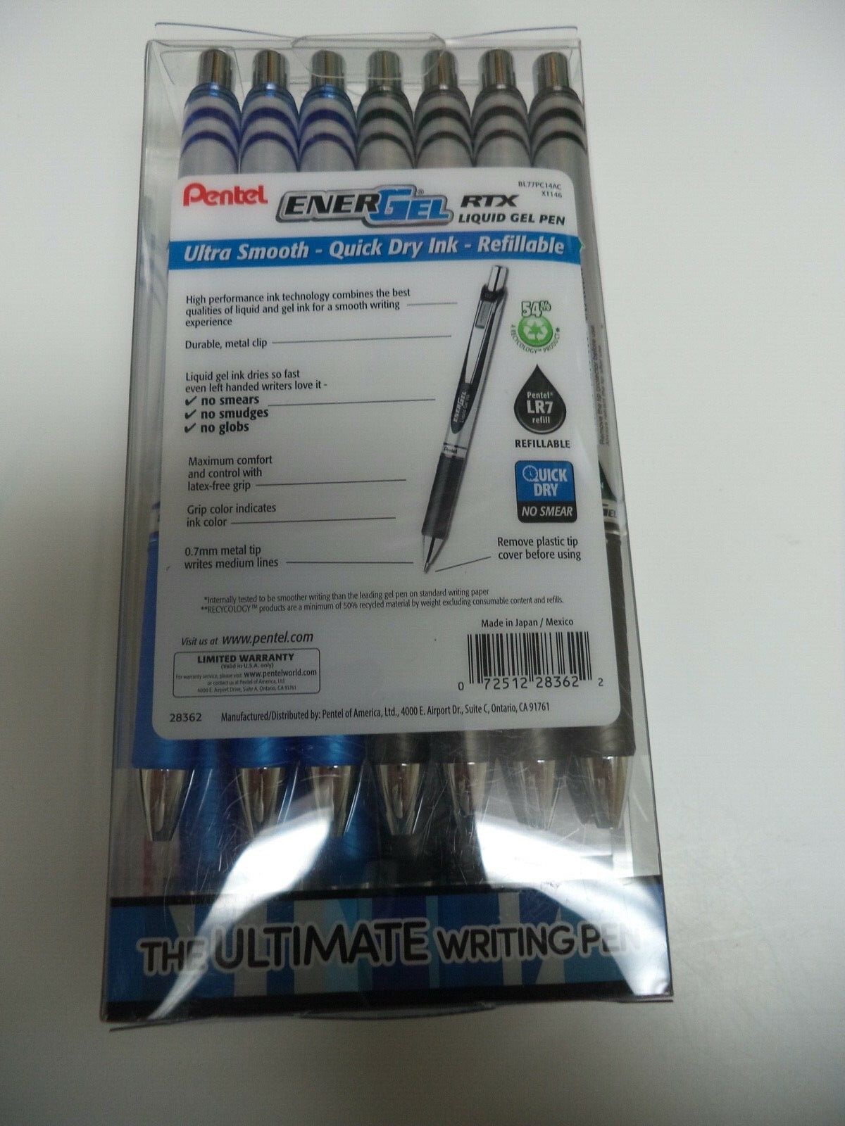14 🔥Pentel EnerGel RTX Retractable Liquid Gel Pen 0.7mm Medium Assorted Colors