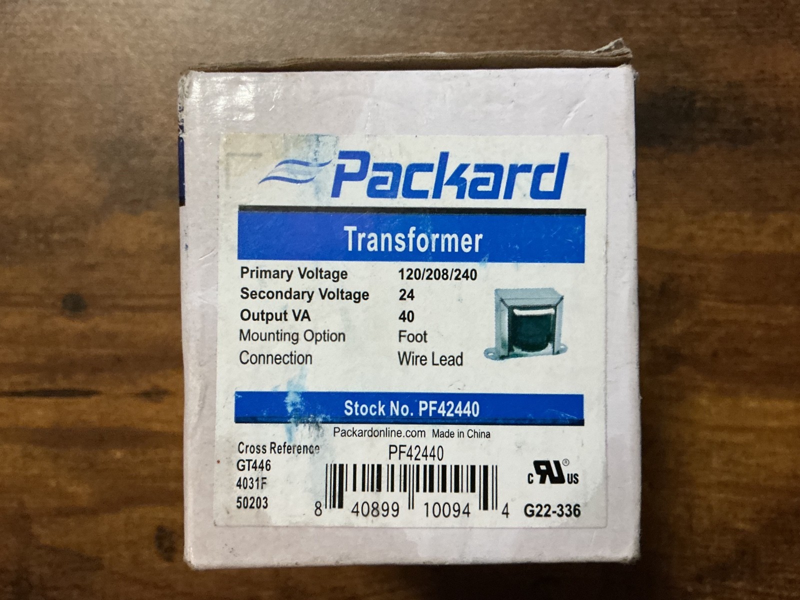PACKARD PF42440 TRANSFORMER 40VA 120/208/240V TO 24V HVAC CONTROL TRANSFORMER