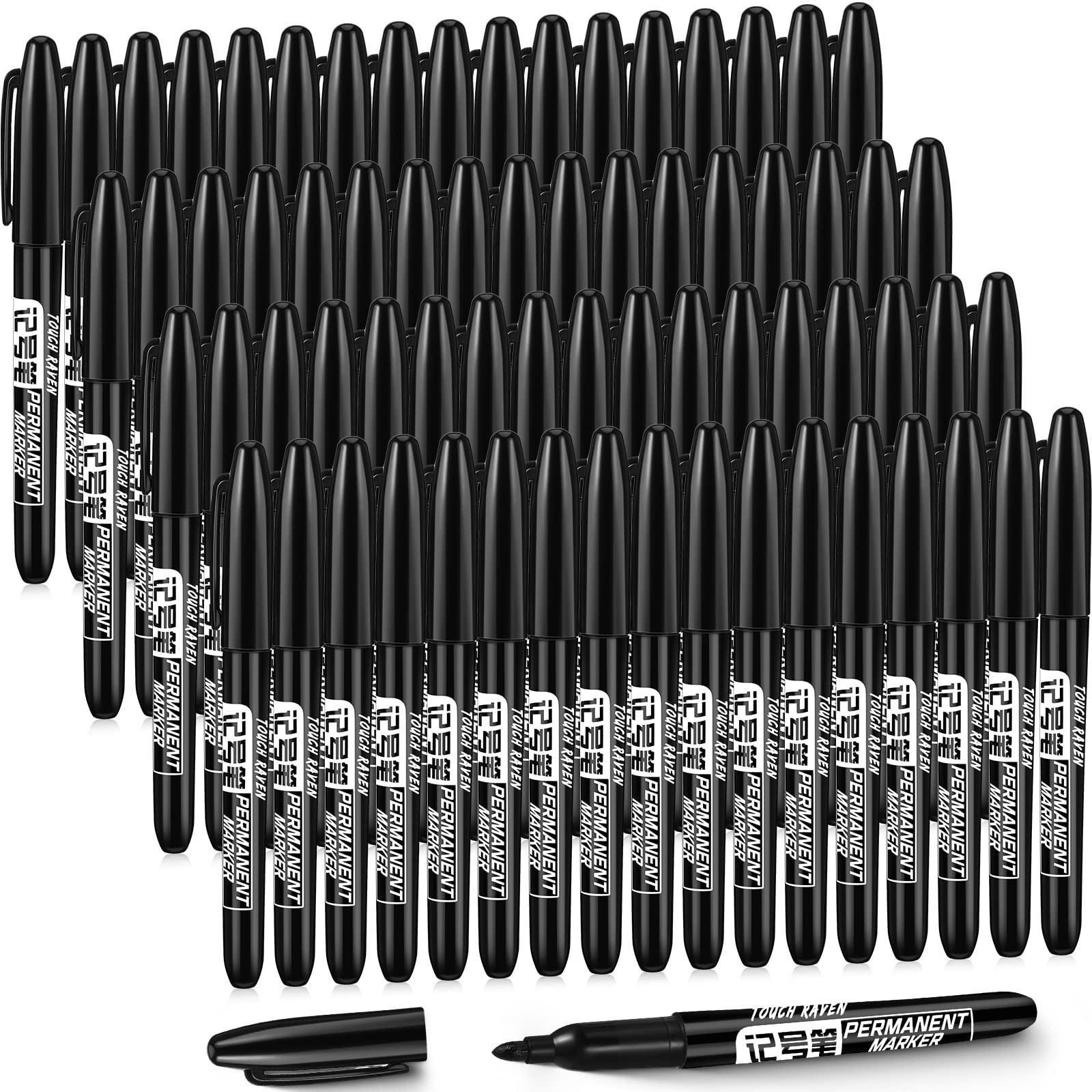 Thenshop 100 Pack Permanent Markers Bulk Black 1 Count (Pack of 100), black