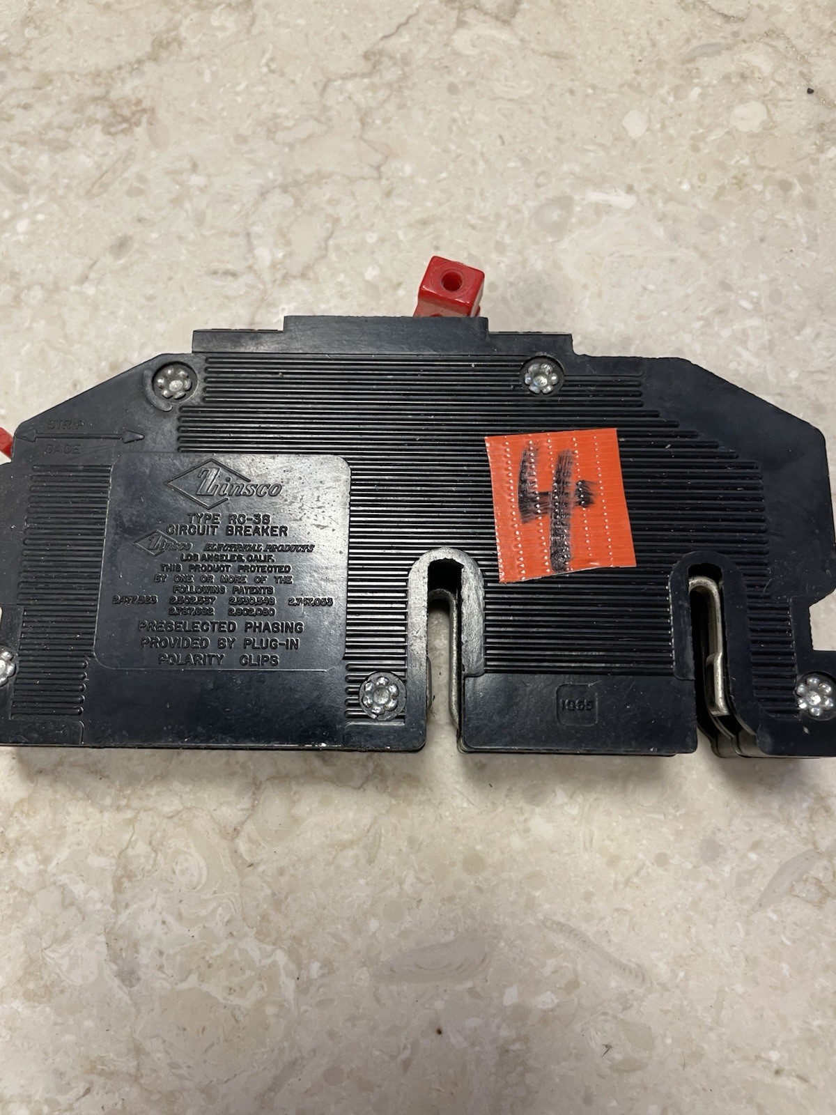 Zinsco RC-38 2-Pole 20A 201-250V DPST Plug-In On/Off Trip Indicator