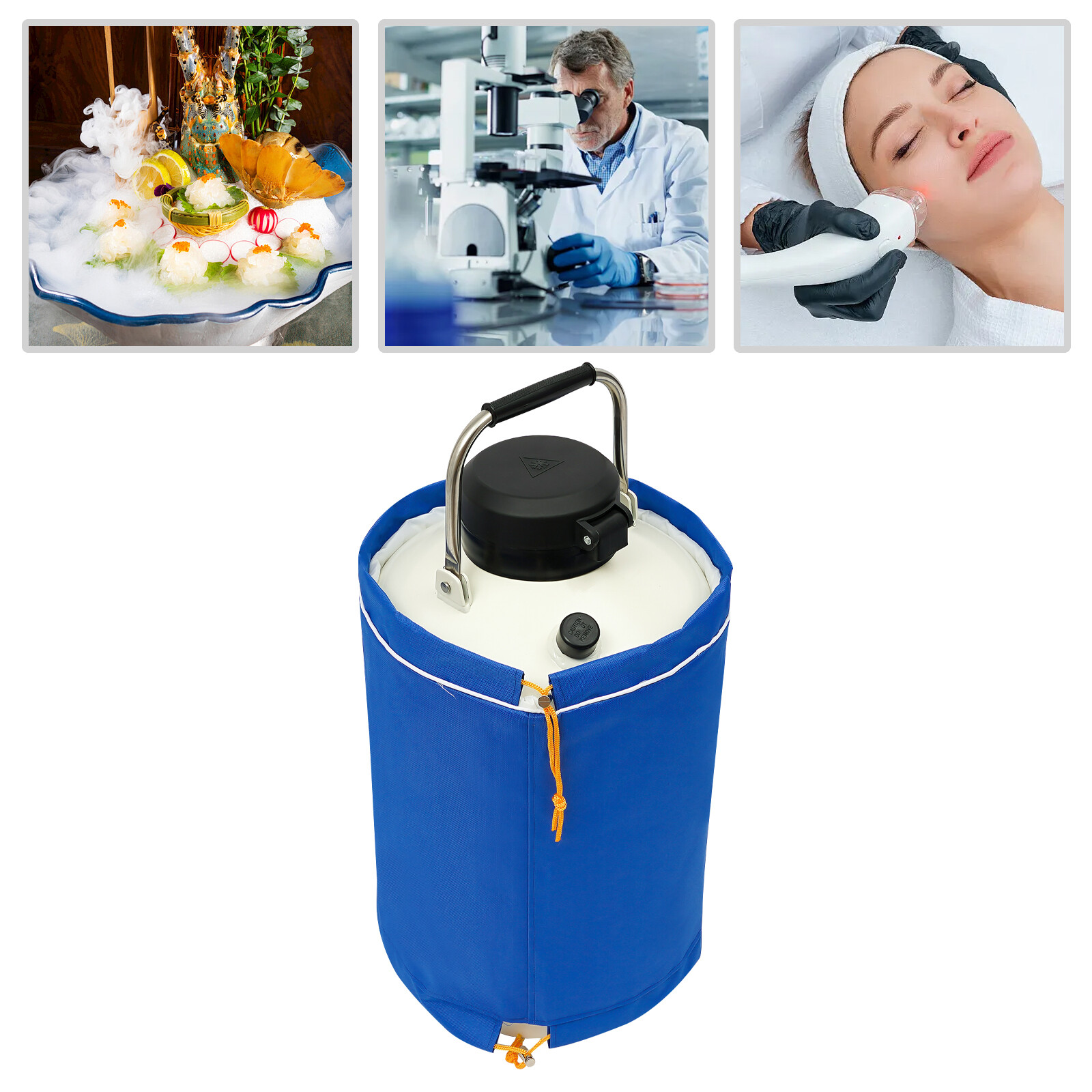 10L Liquid Nitrogen Tank, Cryogenic Container, 0.03Gal/Day Evaporation, Portable