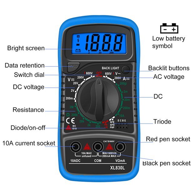 Digital Voltmeter Ammeter Ohmmeter Multimeter Volt AC DC Tester Meter US Seller