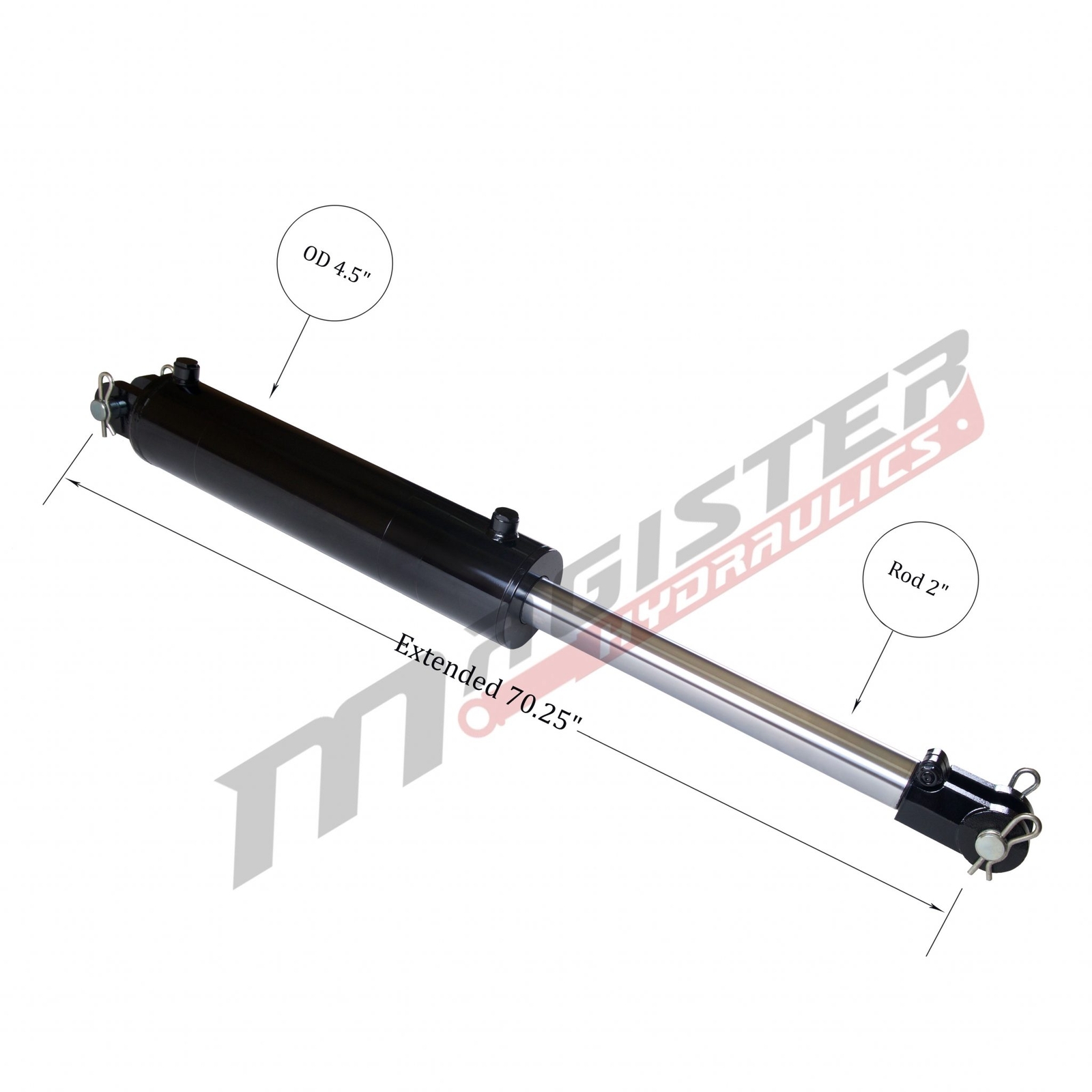 Hydraulic Cylinder Welded Double Acting 4″ Bore 30″ Stroke Clevis End 4×30 NEW