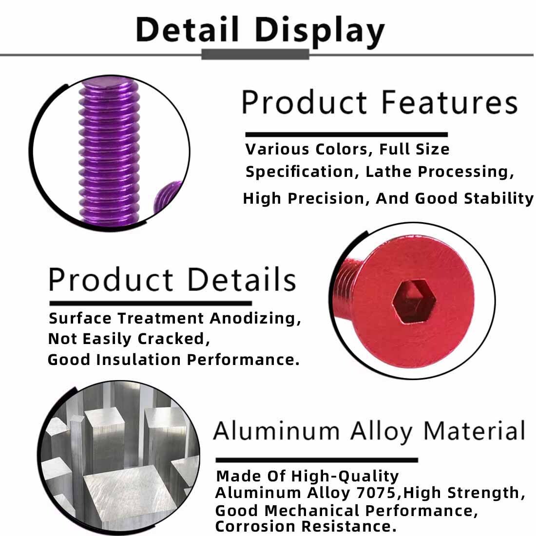 M2 2mm Aluminium Alloy Hex Socket Countersunk Flat Head Screw DIY Model fittings