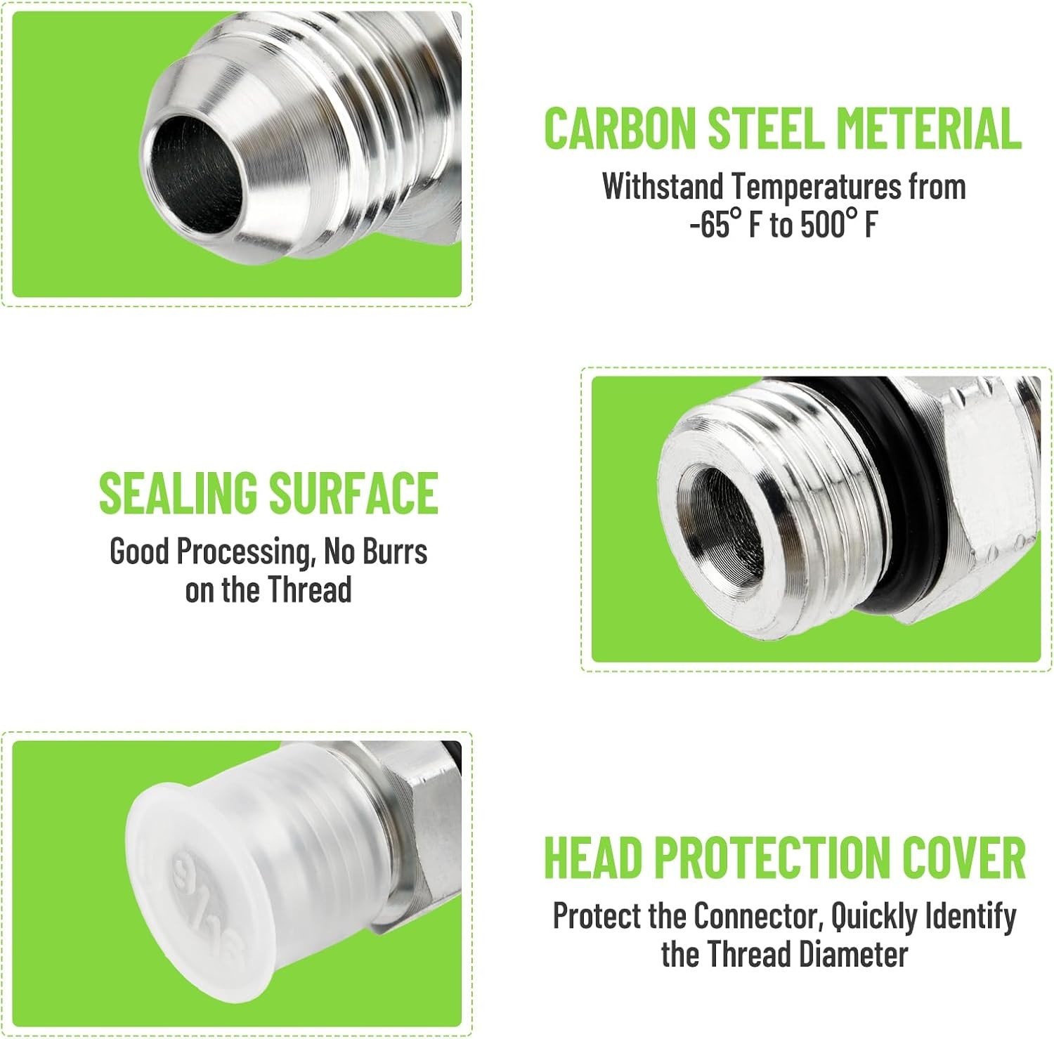 10x Hydraulic Hose Adapter Fittings: 3/8″ JIC 37° Male x #6 SAE/ORB Male Thread