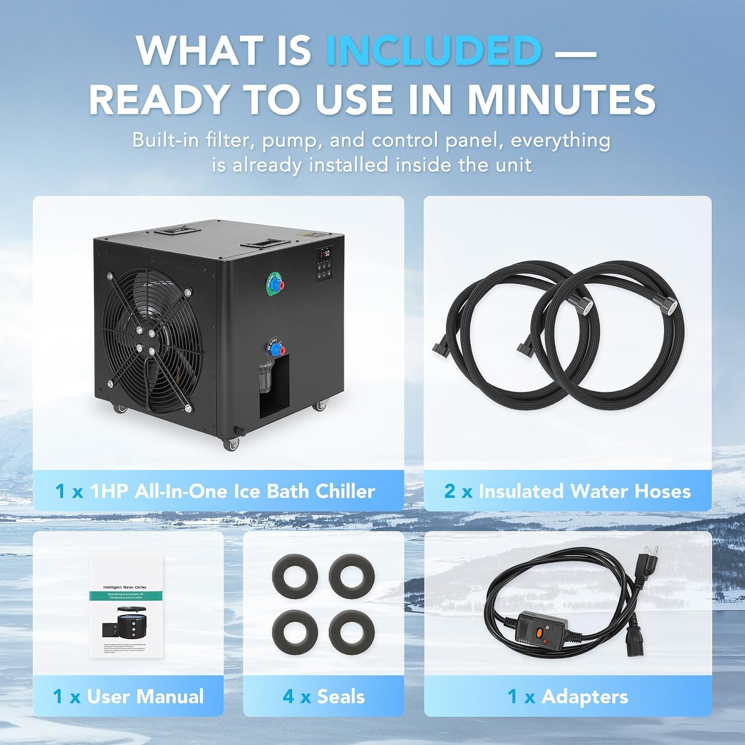 1HP Ice Bath Water Chiller & Heater for Cold Plunge Therapy – 37.4°F to 104°F