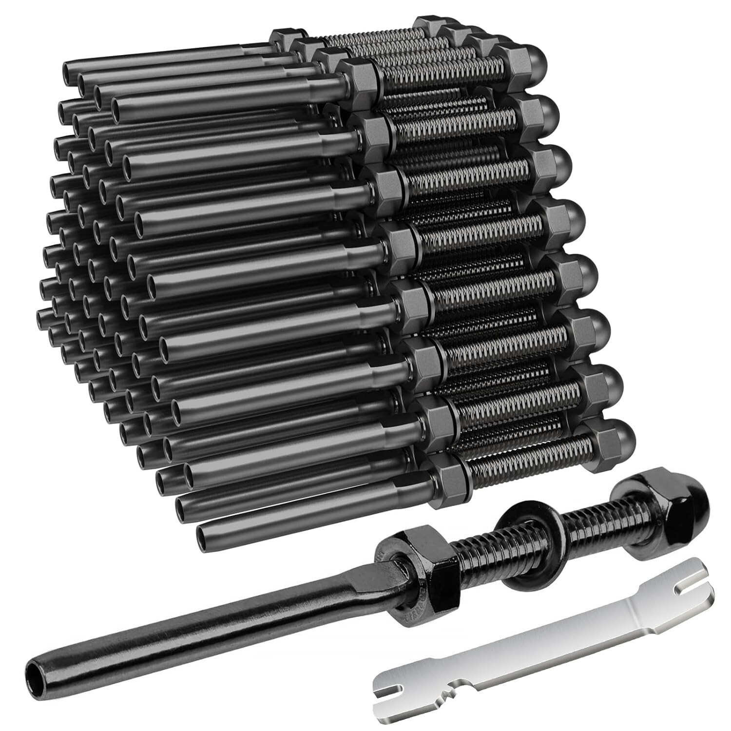 50X T316 Black Stainless Steel Hand Swage Tensioner for 3/16” Cable Railing