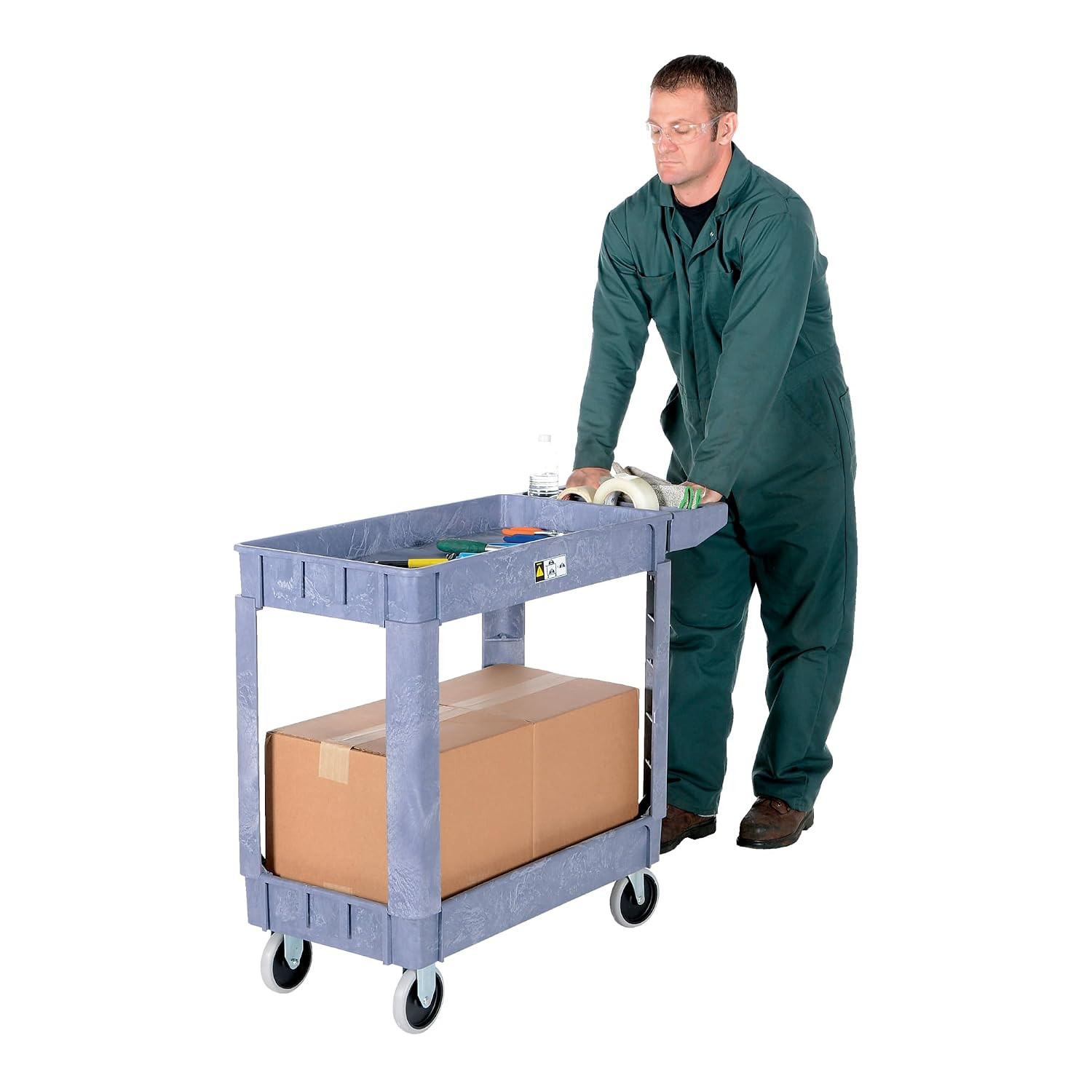 PLSC-2-1731 Plastic Utility Service Cart 2 Shelves 40 In. X 18-1/2 In. X 33-1/2