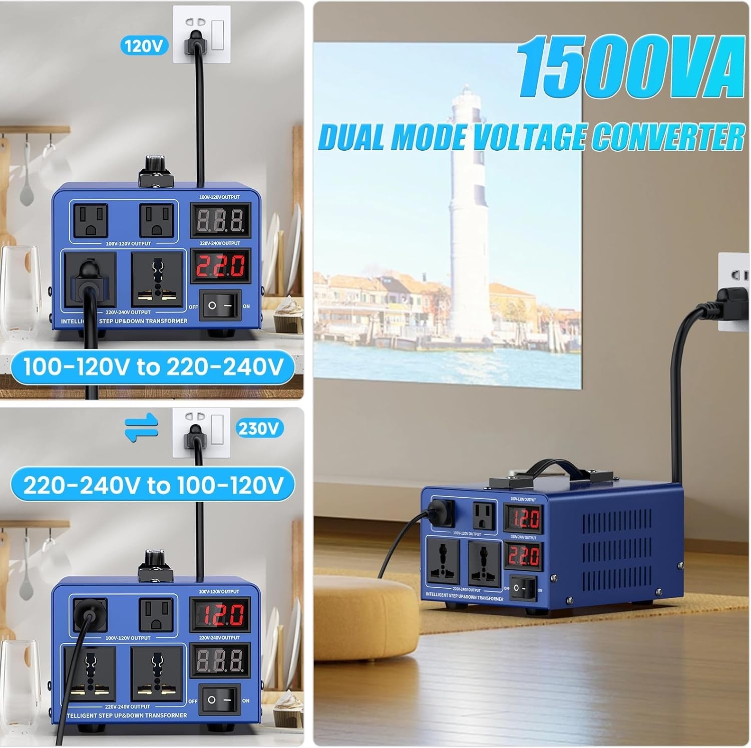 CELYYPU 3000W Voltage Converter Transformer Step Up Step Down 110V 220V