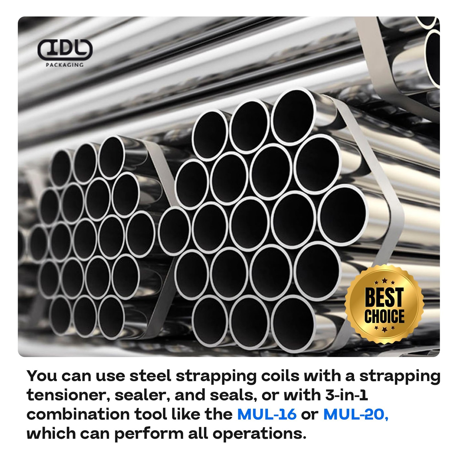 IDL Packaging 1/2″ x .020″ x 200′ Steel Strapping Coil 1/2W” x 200L’, Black