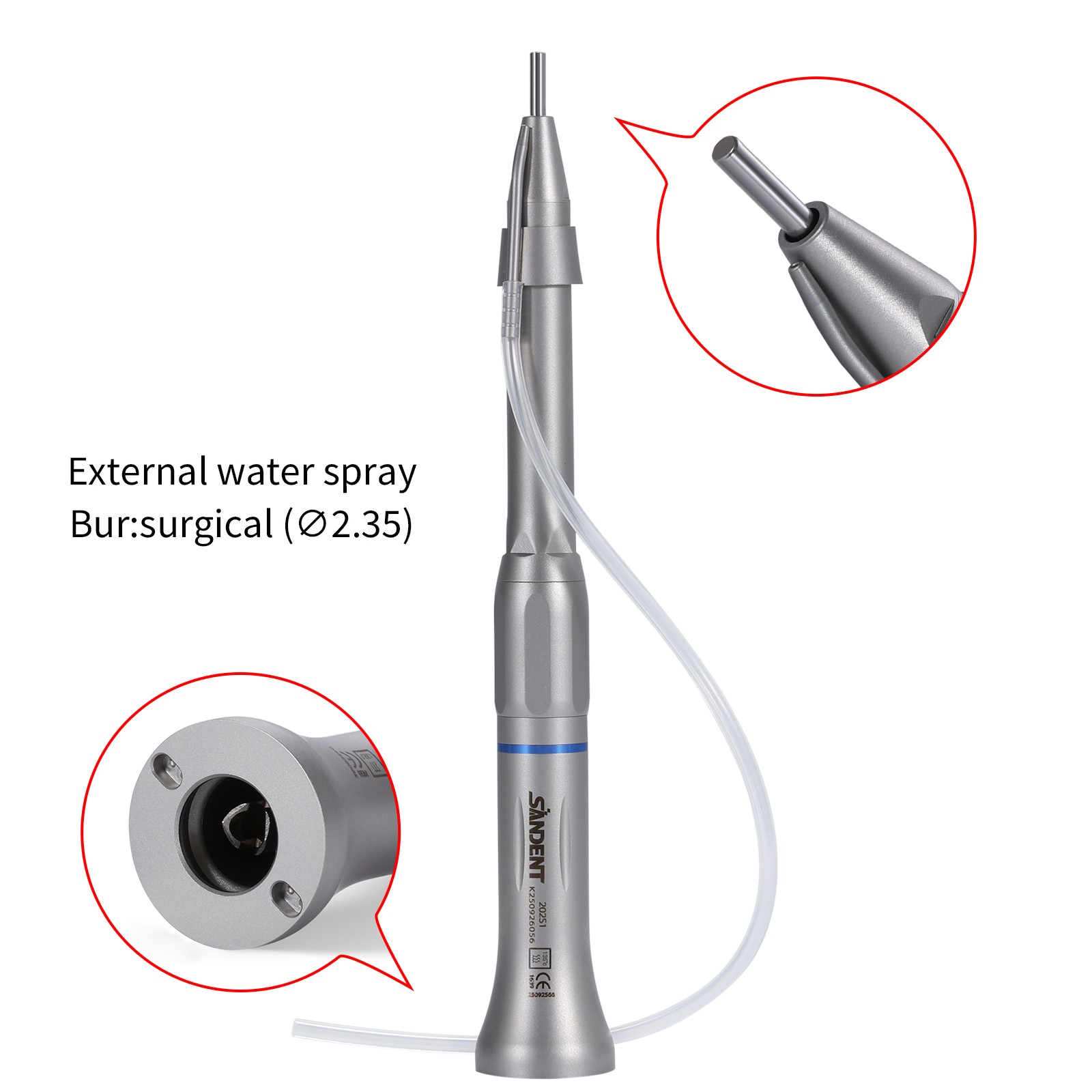 Dental Surgical Straight Cone Handpiece 1:1 Micro Surgery external Water Spray