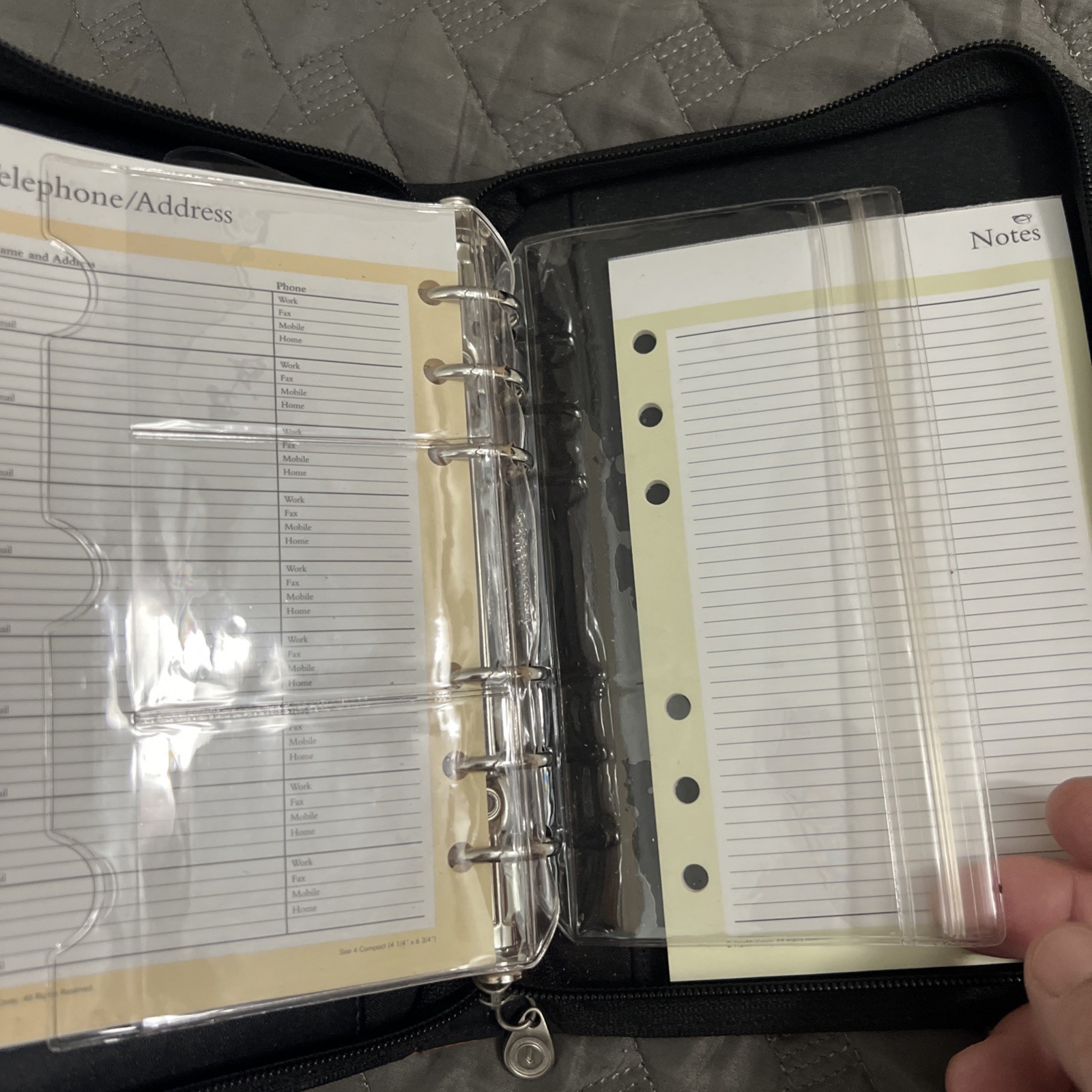 Franklin Covey 365 Classic 6-Ring Binder Organizer Black Orange Crocodile Zip