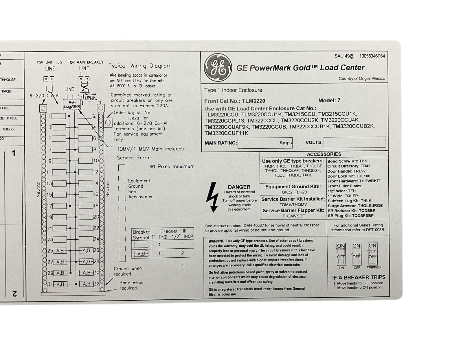 TM3215CCU Surface Mount/Flush Main Breaker Indoor Enclosure 150 Amp 32-Circuit