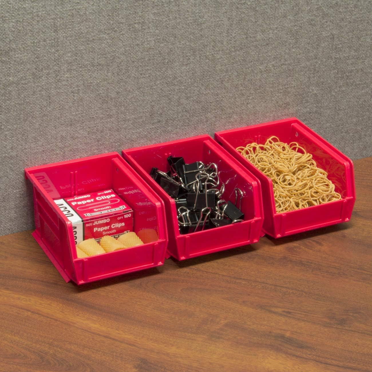 Stackable Red Plastic Storage Bins – 24-Pack for Garage & Pantry Organization