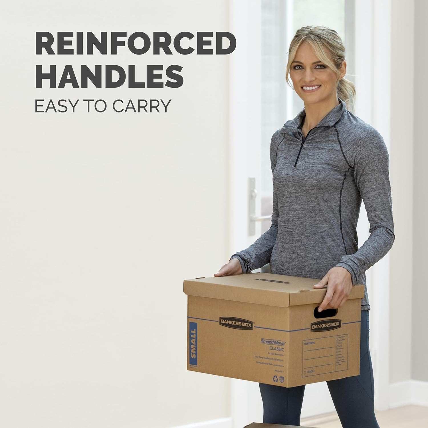 Classic Moving Box 12 Pack Kit, Reinforced Handles, Tape-Free Assembly, Box with