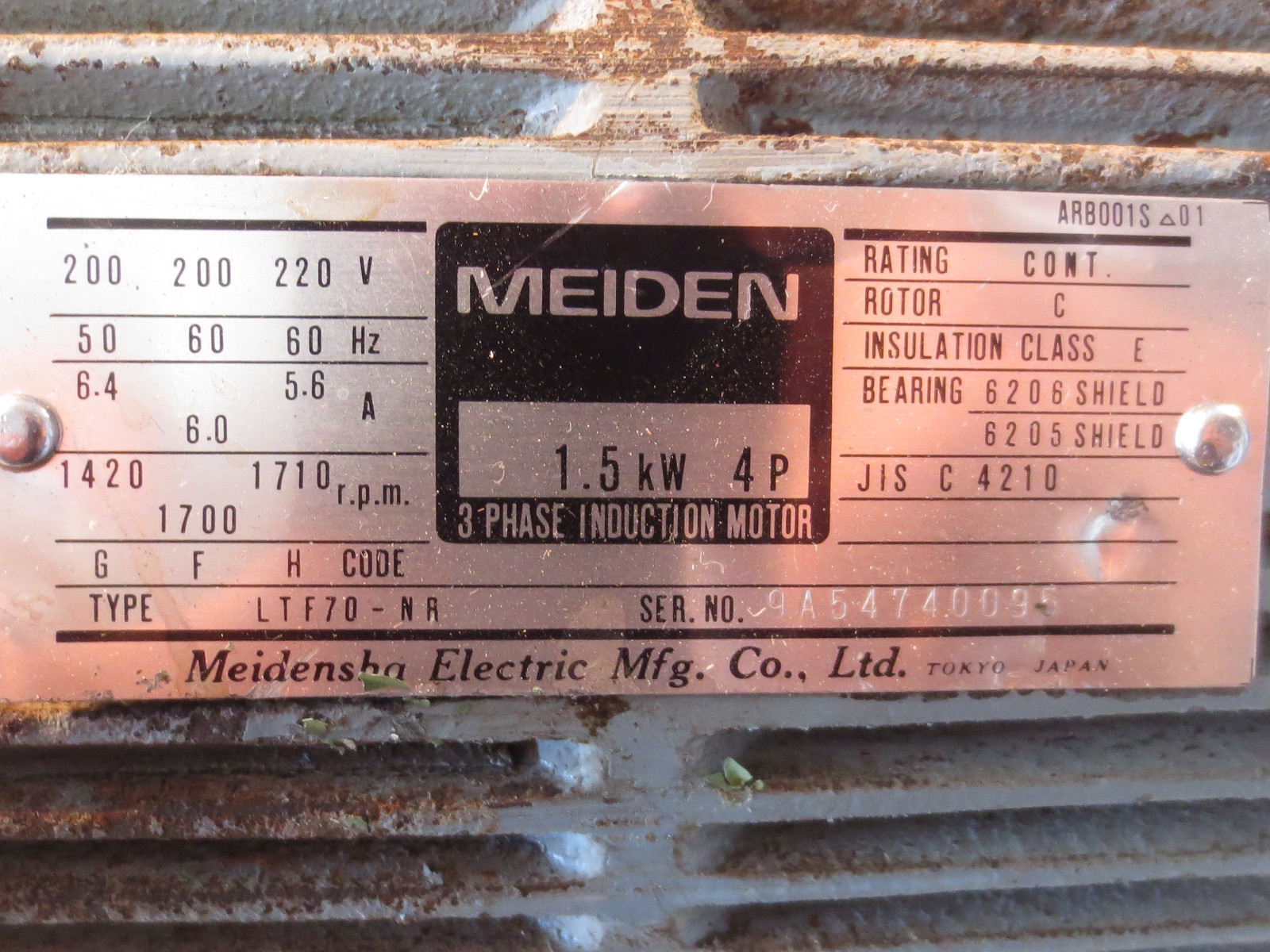 MEIDEN SHA OIL MOTOR LTF70-NR NACHI PUMP VDR-1B-1A2-11 UVD-1A-A2-1.5-4-13 EACH 1