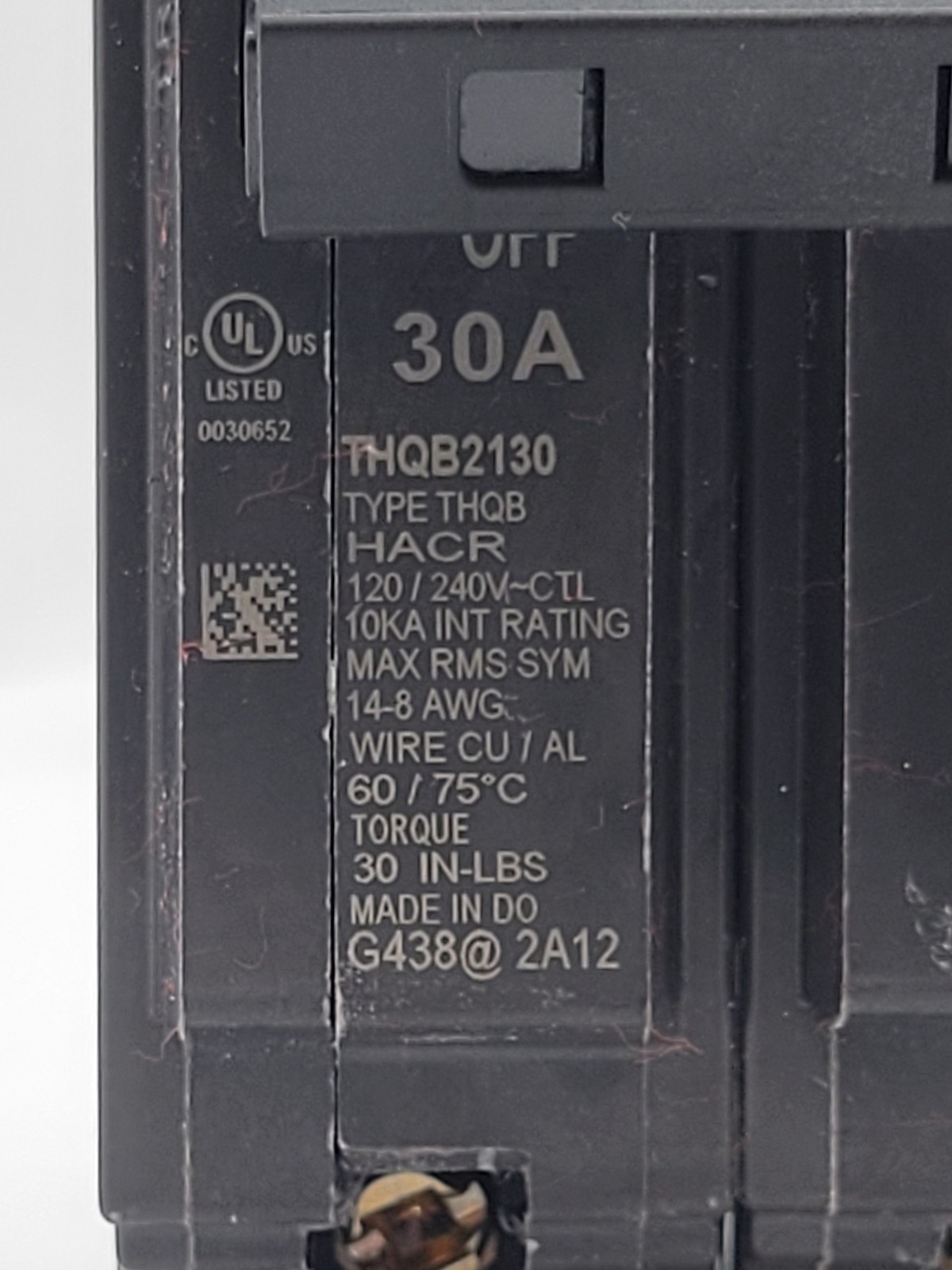 ABB THQB2130 Bolt-On Circuit Breaker 30A 3P 120/240V 10KA THQB NOS