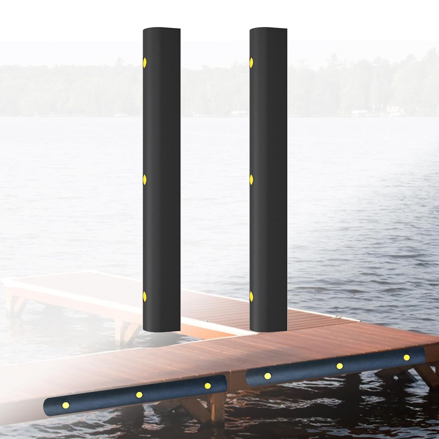 2Pack D Shape Dock Bumper Rubber Corner Guard Strip Heavy Duty Impact Protector