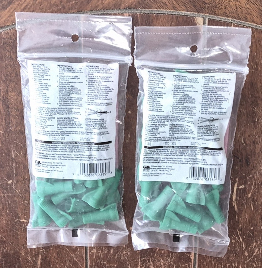 Lot of 2 GB 25pc GreenGard 14-10 AWG Twist-On Wire Connectors #25-095