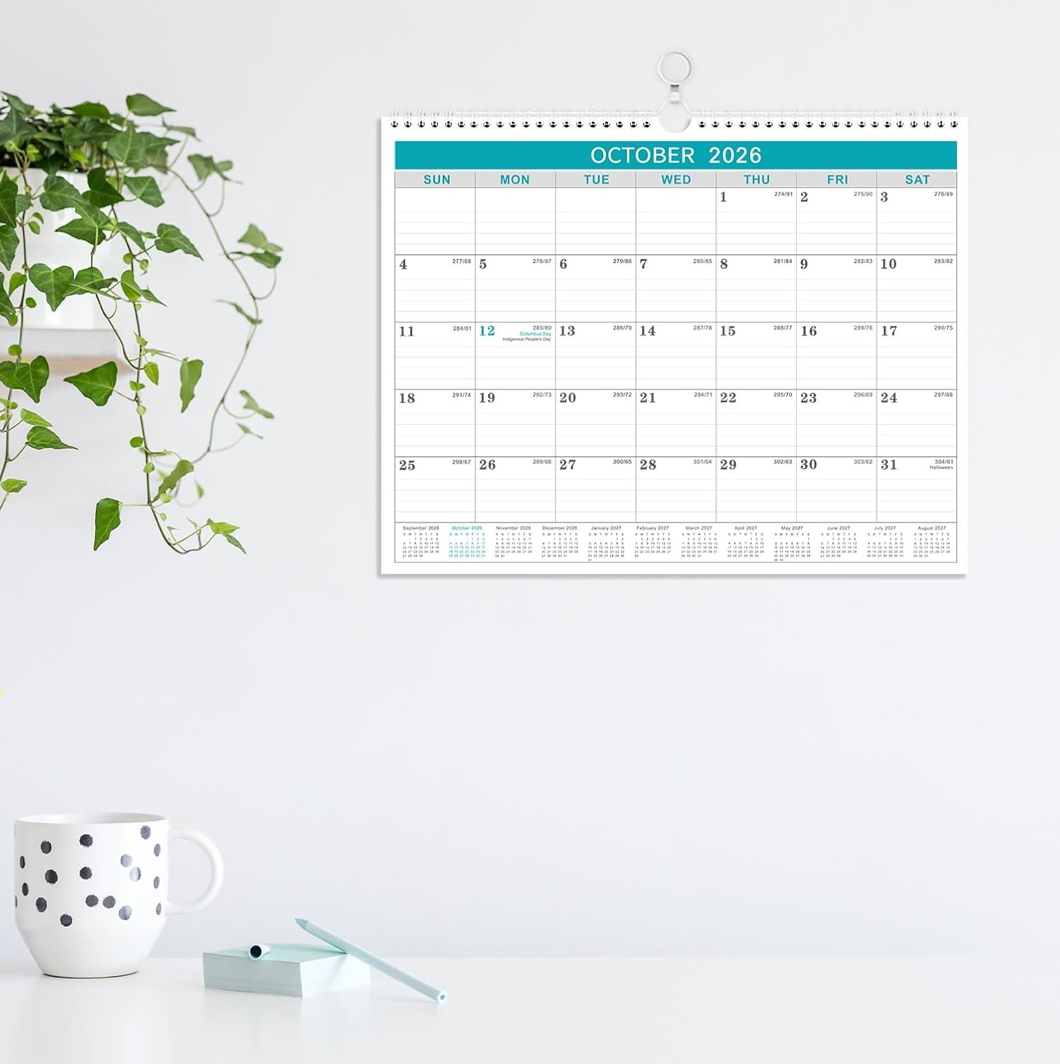 Calendar 2026, 12 Months from January 2026 to December 11.5 x 15 inch, Gray