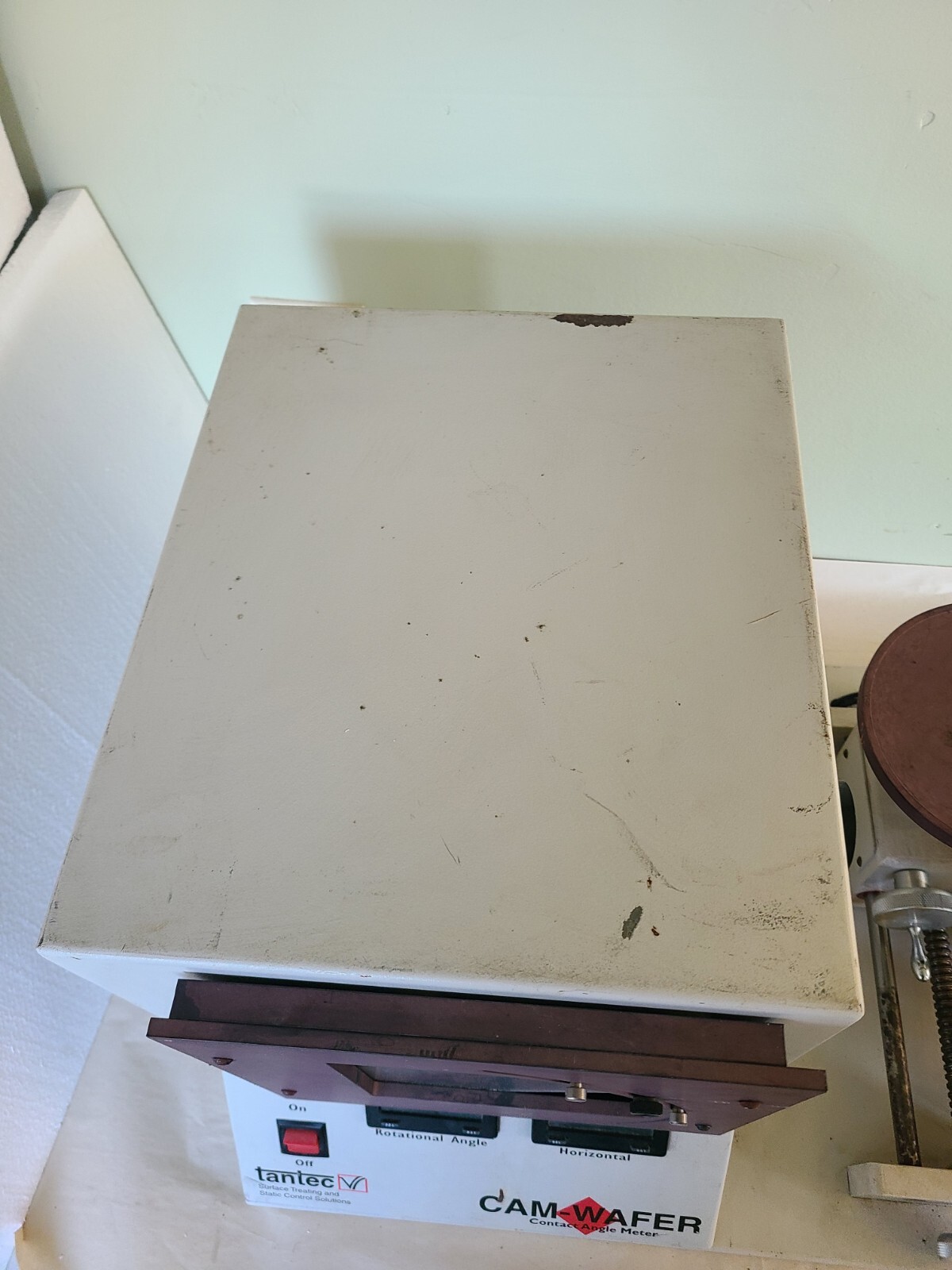 TanTec CAM-WAFER Series Contact Angle Meter, Powers Up, AS IS For Parts Or Repai