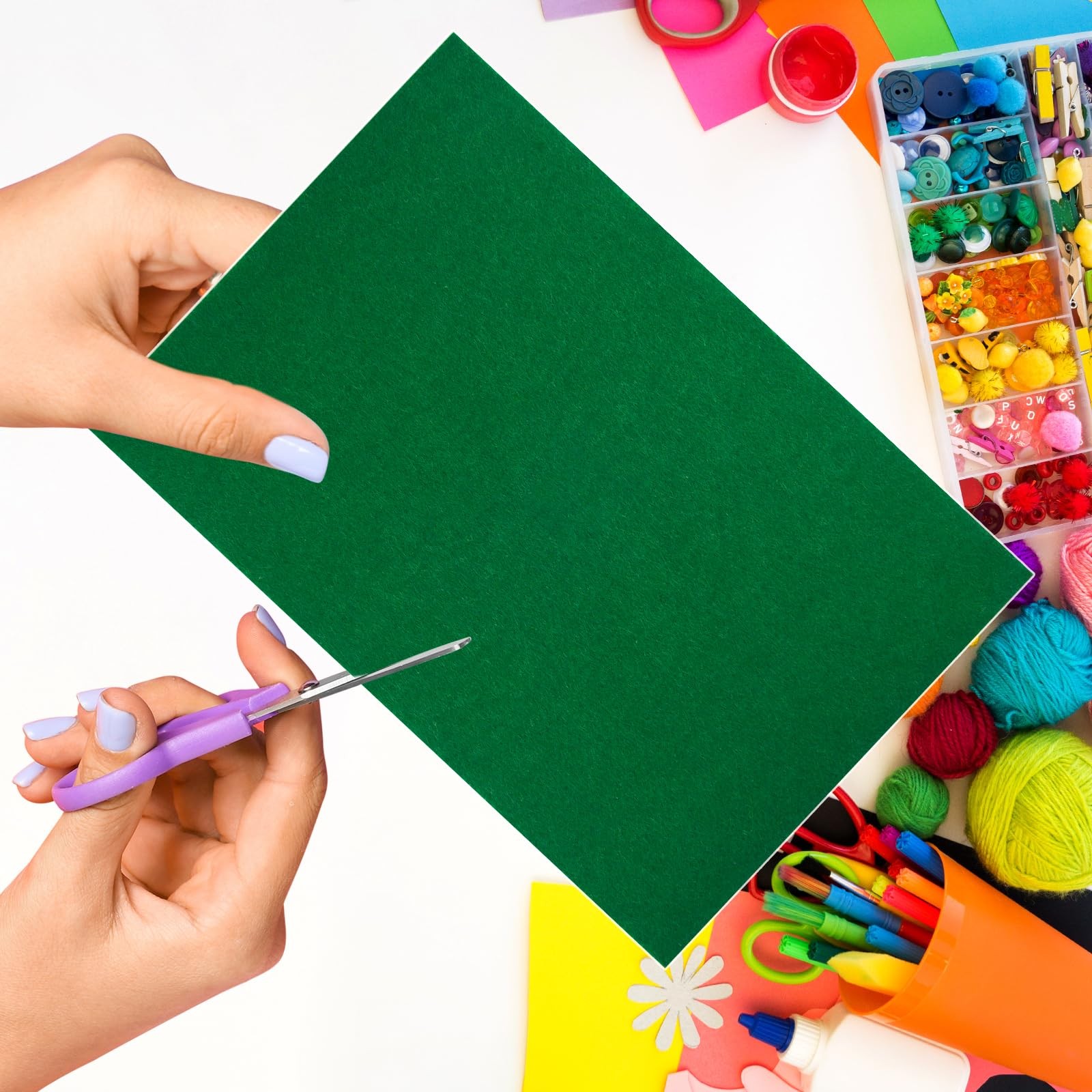 Self Adhesive Felt Sheet Soft Backing Sewing Craft Art Green 7.9×11.8 12 PCS