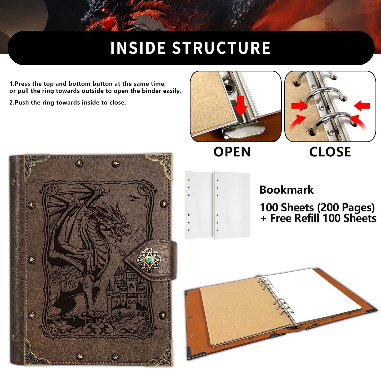 Vintage Dragon DND Journal – 400 Pages A5 Binder for Dungeons & Dragons Accessor