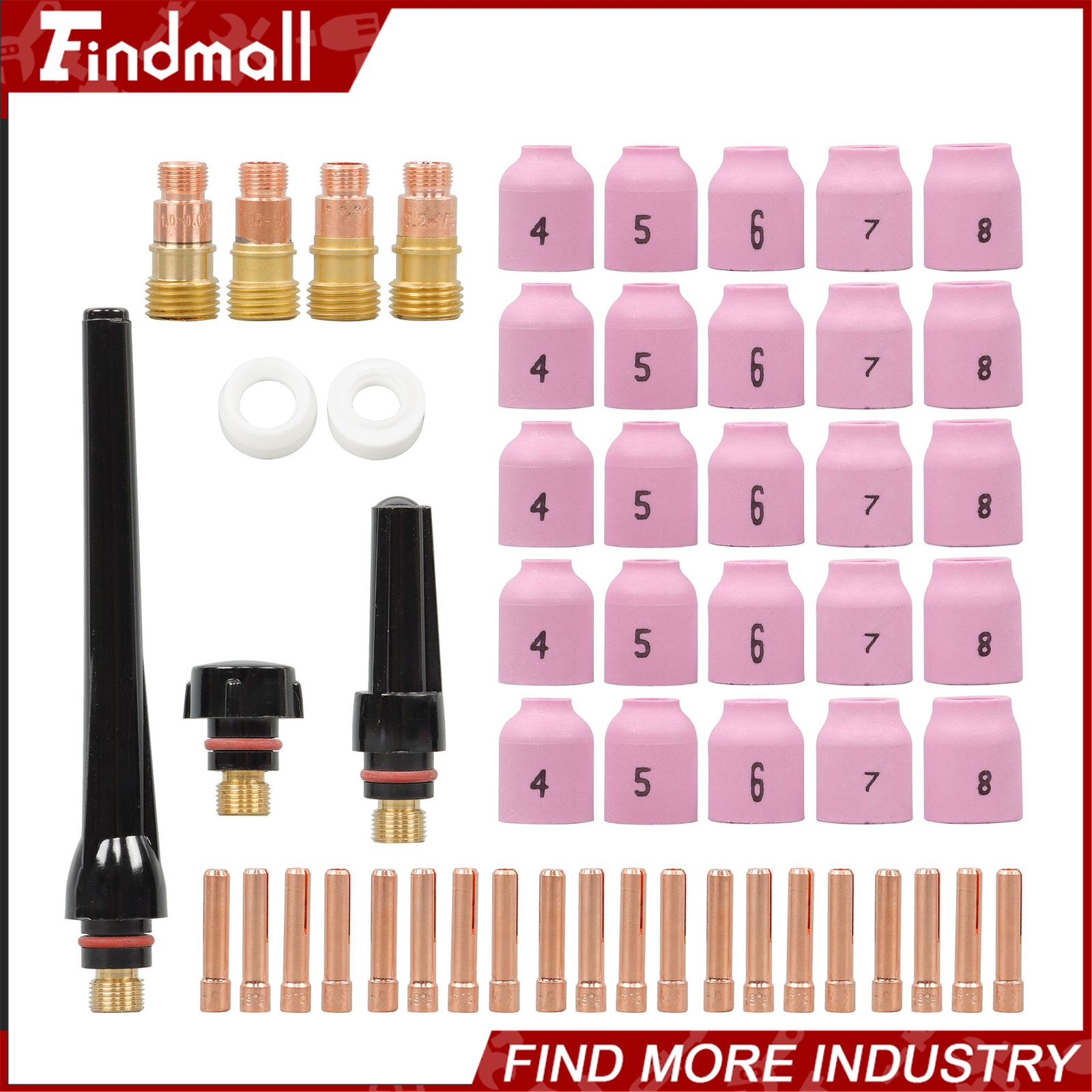 Findmall 58 Pack TIG Welding Torch Kit 040″~1/8″ Gas Lens Setup For WP-9/20/25