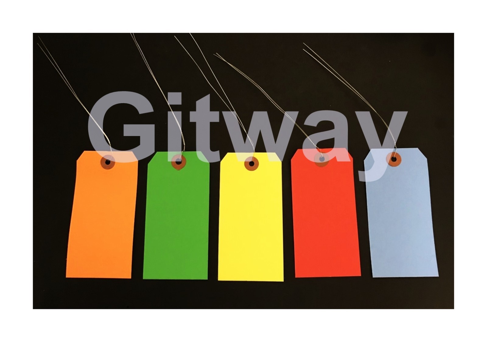 100 of 4 3/4″ x 2 3/8″ Size 5 Colored Inventory Shipping Hang Tags with Wire