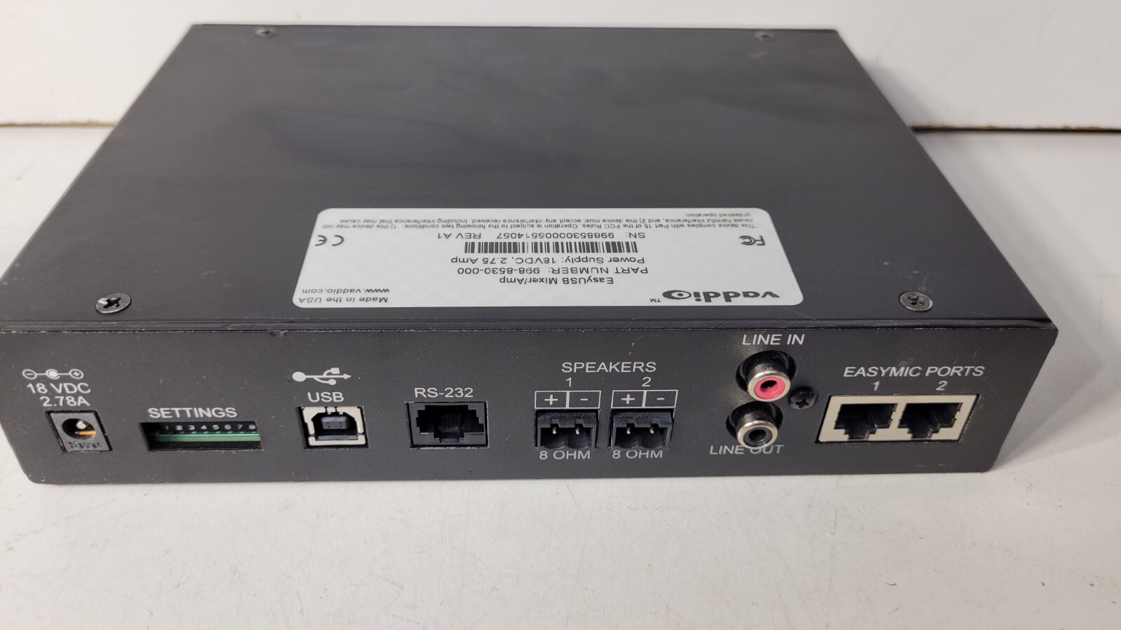 Vaddio EasyUSB Mixer/Amp 998-8530-000 – No AC Adapter