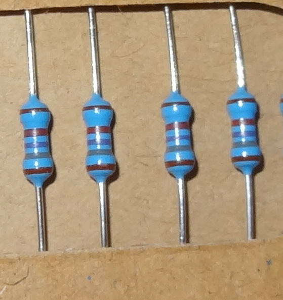 4 pcs 1k ohm 1/4W 1% Metal Film Resistors.