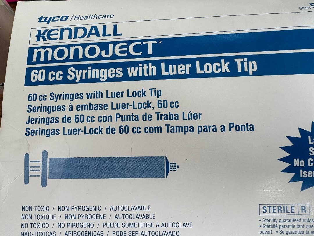 20 Kendall 60cc Monoject Syringe Luer Lock Hard Case Crafts Adhesive Garden