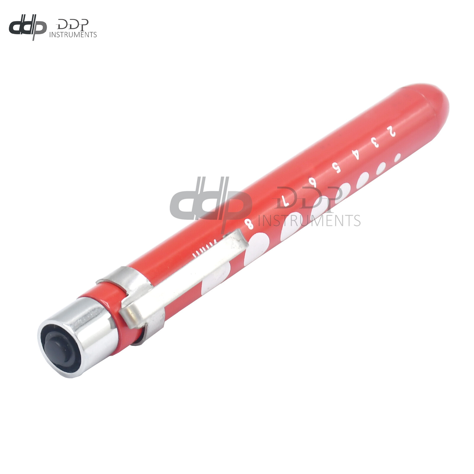 Red Reusable Nurse Penlight Pocket Medical LED with Pupil Gauge PL-014