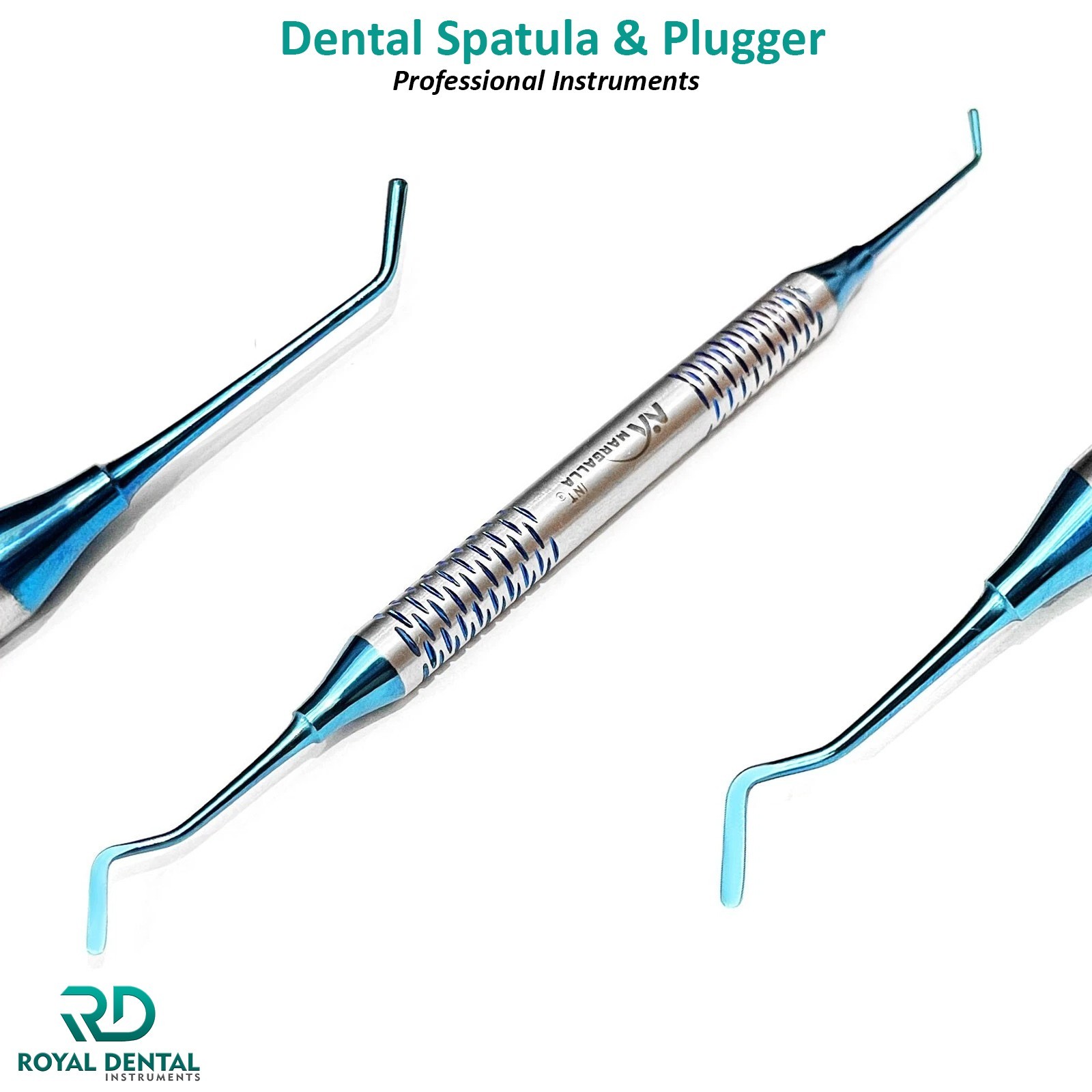 Dental Composite Filling Instruments Spatula & Plugger Titanium Color Blue Tips