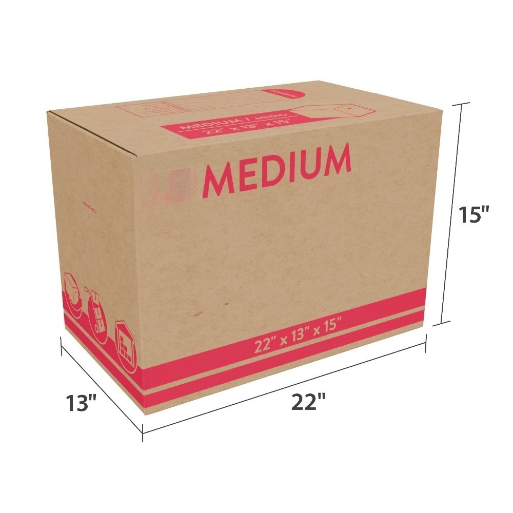 (10 pack) Medium Moving Boxes, 22 in. L x 13 in. W x 15 in. H, Kraft