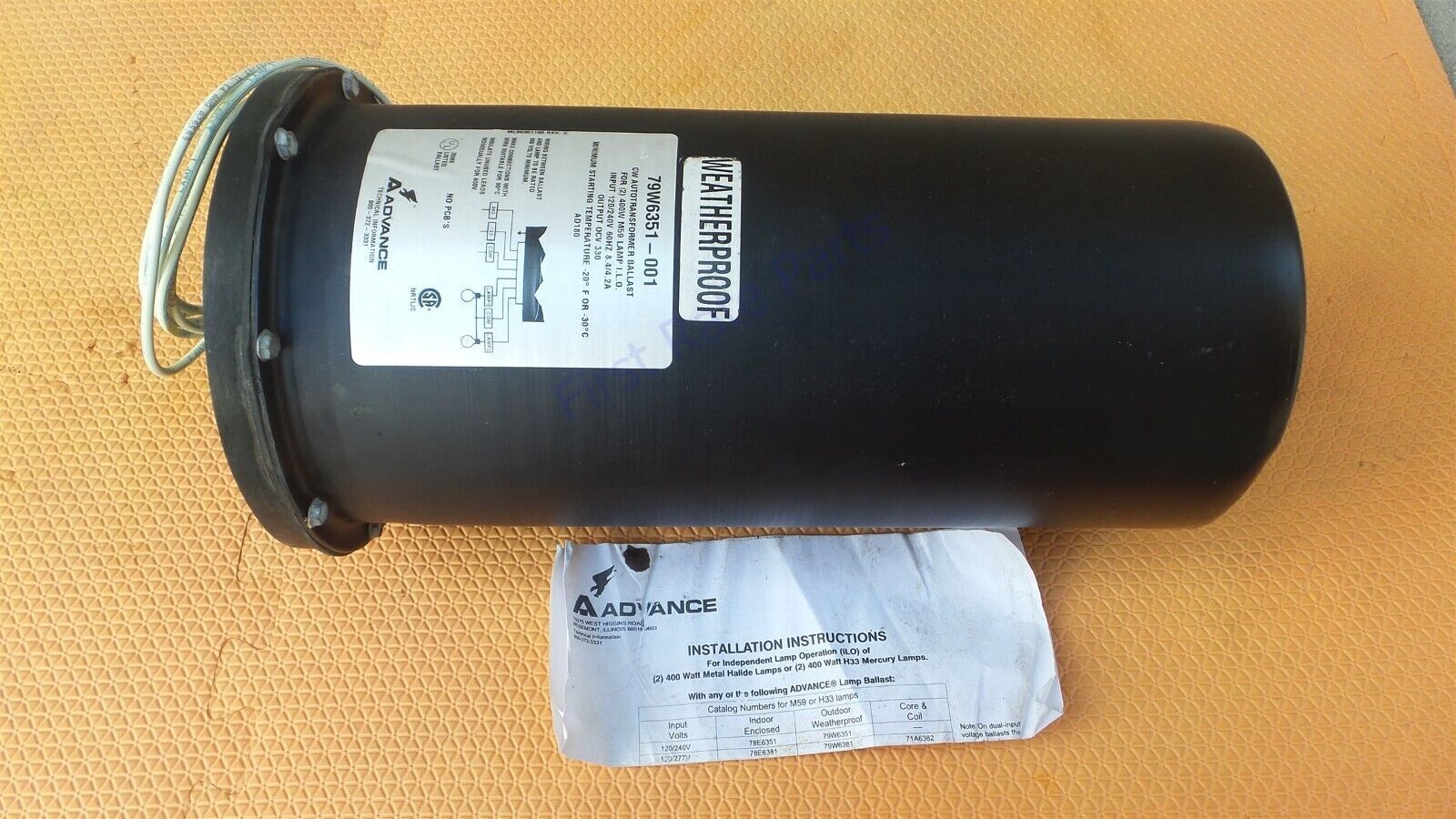 Philips Advance 79W6351-001 Metal Halide Ballast 79W6351001 2X400W HID Lamp 400W