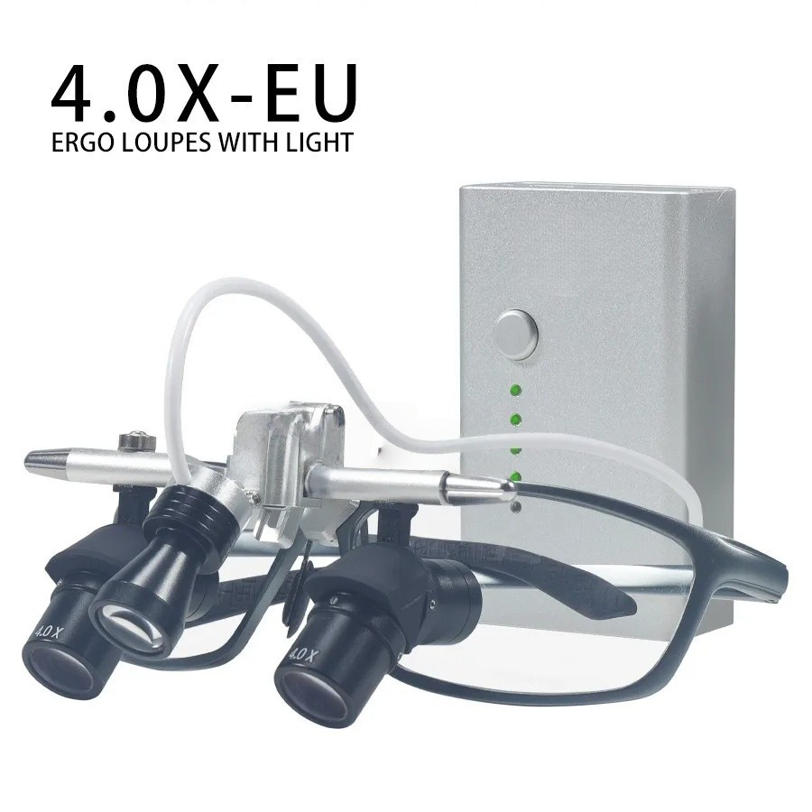 Medical Ergo Loupes 4X 6X with LED Light 48° Surgical Dental Loupe 350-450mm WD