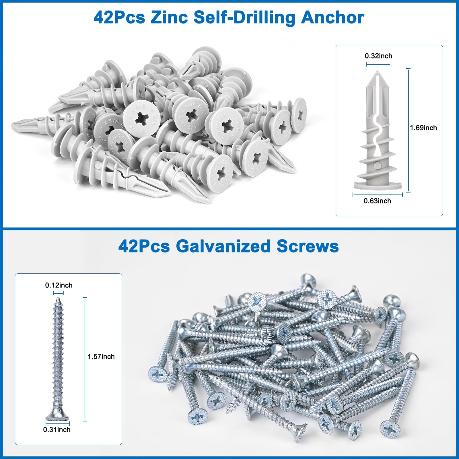 Self Drilling Drywall Anchors, 84PCS Heavy Duty Dry Wall Anchors and Screws K…