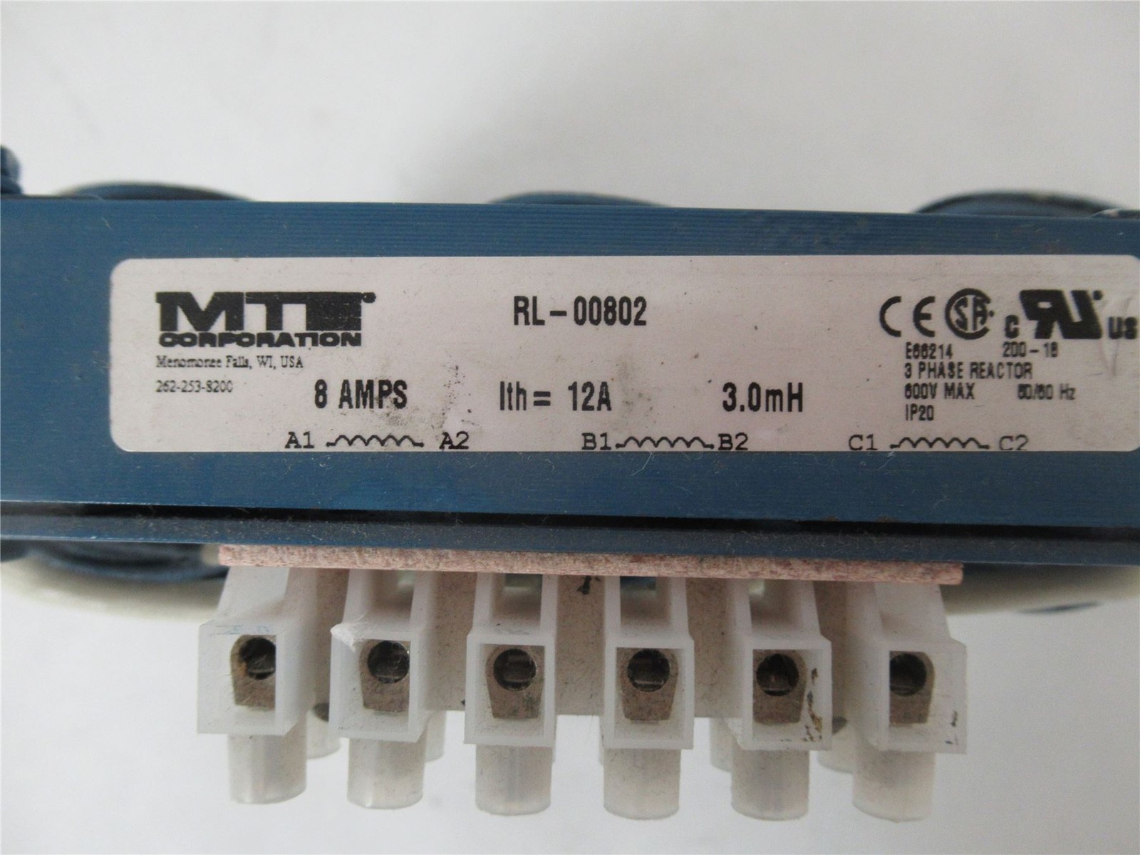 252876 Old-Stock; MTE RL-00802 Load Reactor 3mH 208 to 690VAC 8A