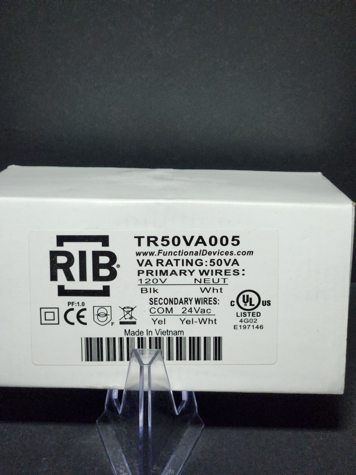RIB TR50VA005 Control Transformer 50VA, Primary 120V, Secondary 24VAC NEW IN BOX