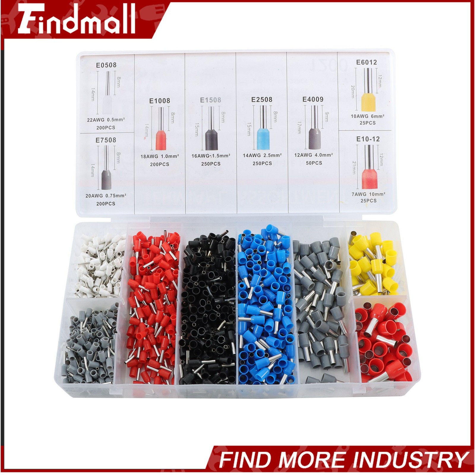 Findmall Self-Adjustable AWG 23-7 Ferrule Crimping Tool Kit W/ 1200Pack Ferrules