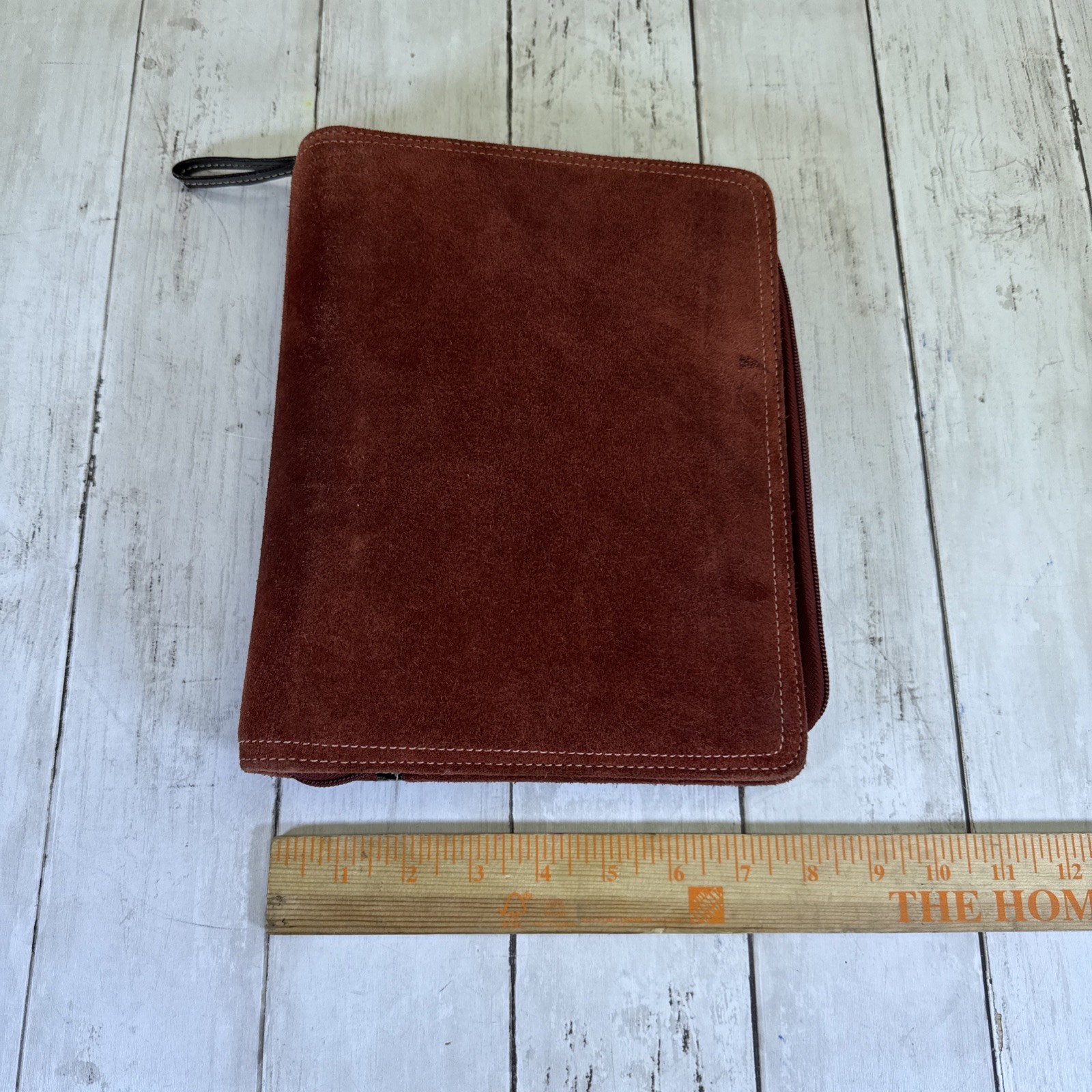 Franklin Covey Cow Suede Leather Zip Around Portfolio Organizer Planner 7 ring