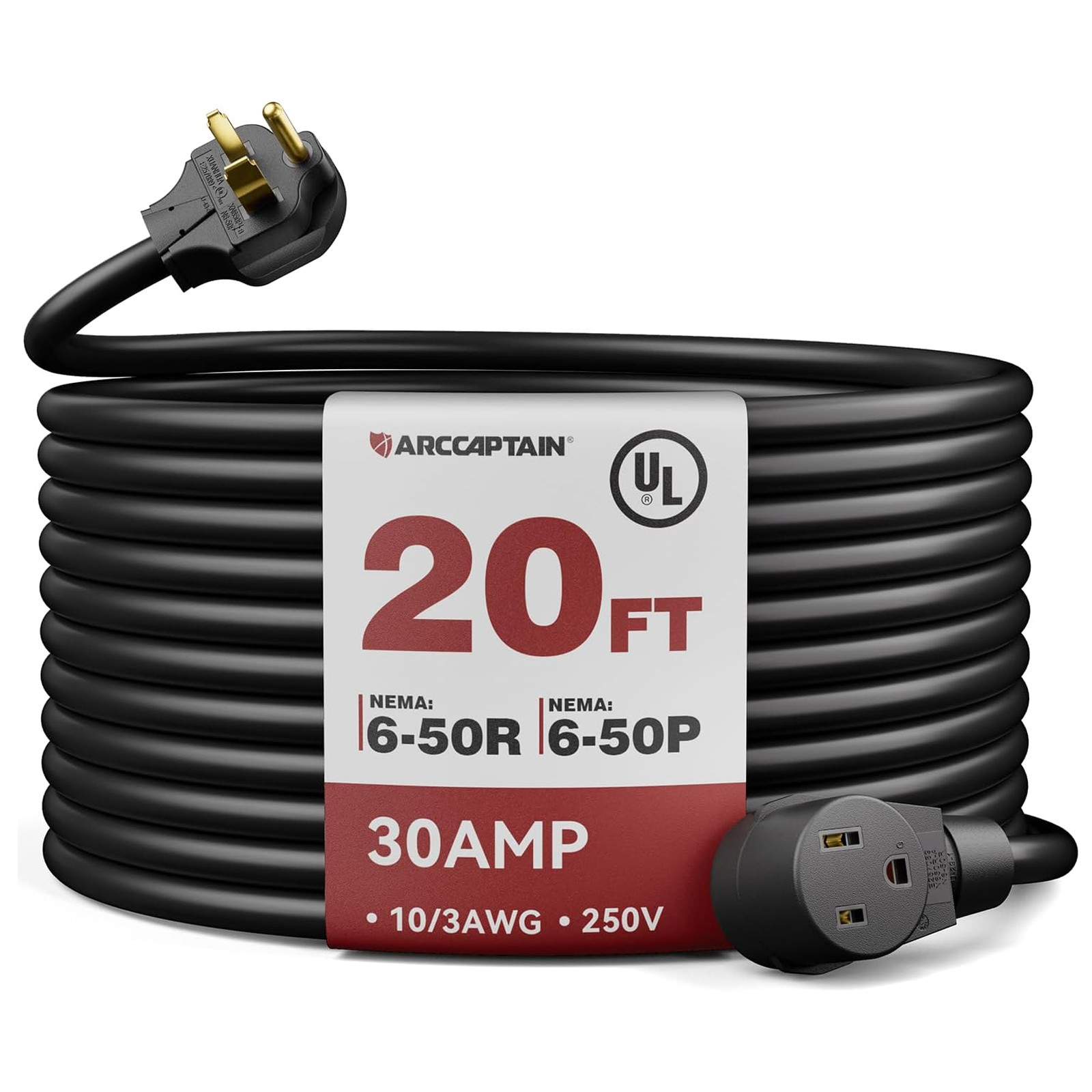 ARCCAPTAIN 10AWG 20ft Welder Extension Cord 30Amp 250V UL for Welding Machine US